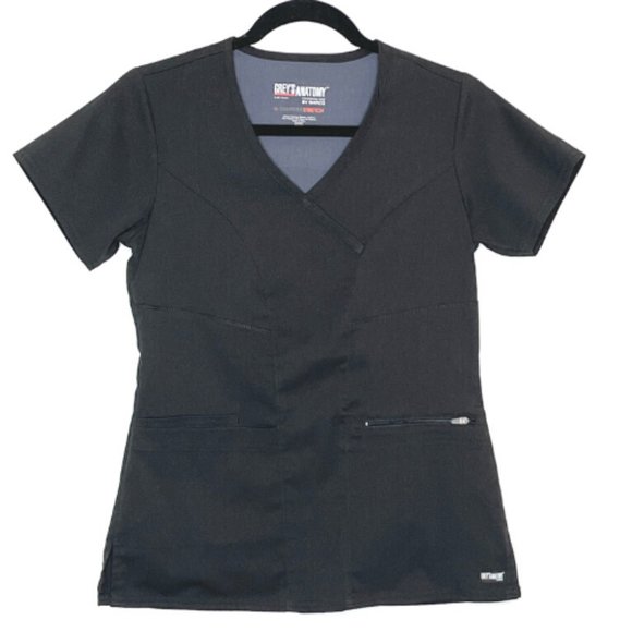 Gray's Anatomy Spandex Stretch Black Scrubs Top Size XXS - Picture 1 of 10